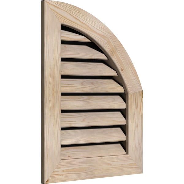 Quarter Round Top Right Functional, Pine Gable Vent W/ 1 X 4 Flat Trim Frame, 06W X 12H